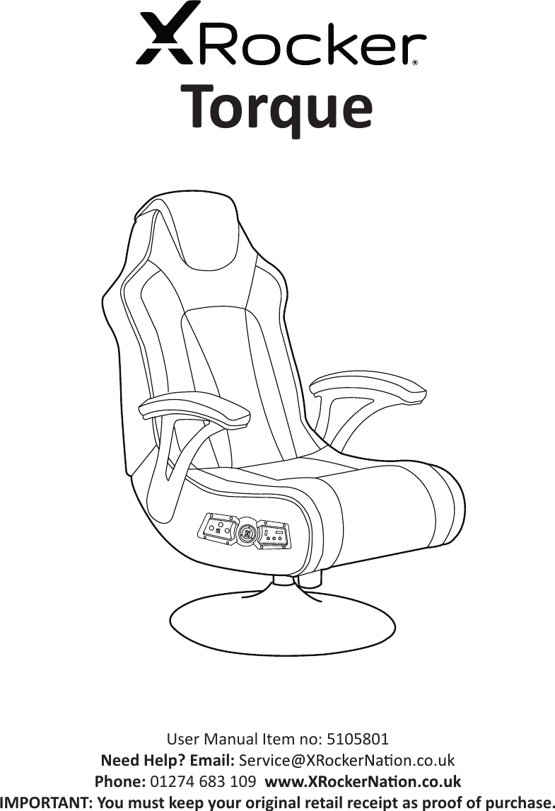 User Manual Item no: 5105801Need Help? Email:Phone: 01274 683 109  IMPORTANT: You must keep your original retail receipt as proof of purchase.Torque