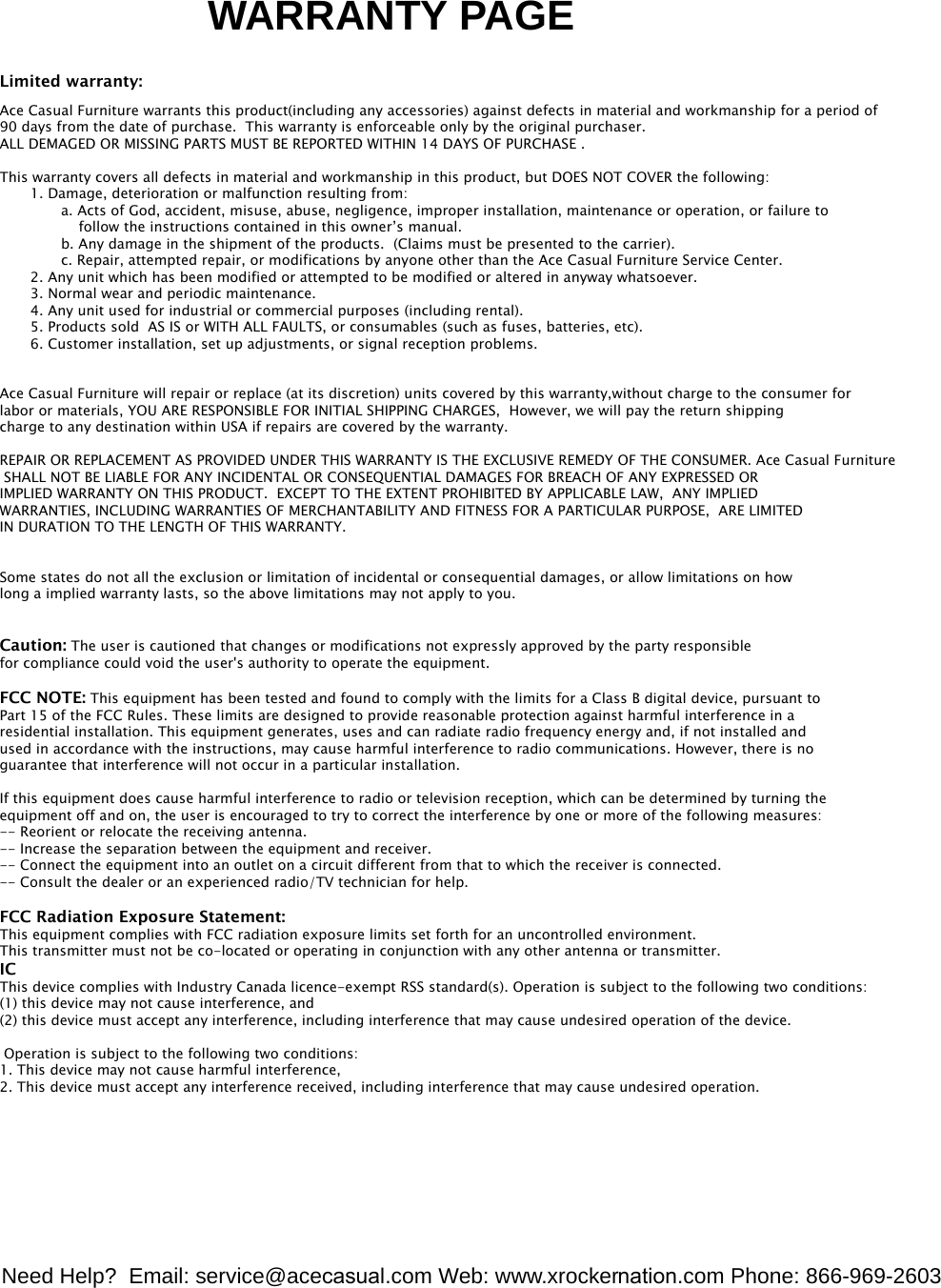 Page 7 of ACE BAYOU SPBT20 X ROCKER CHAIR User Manual Print