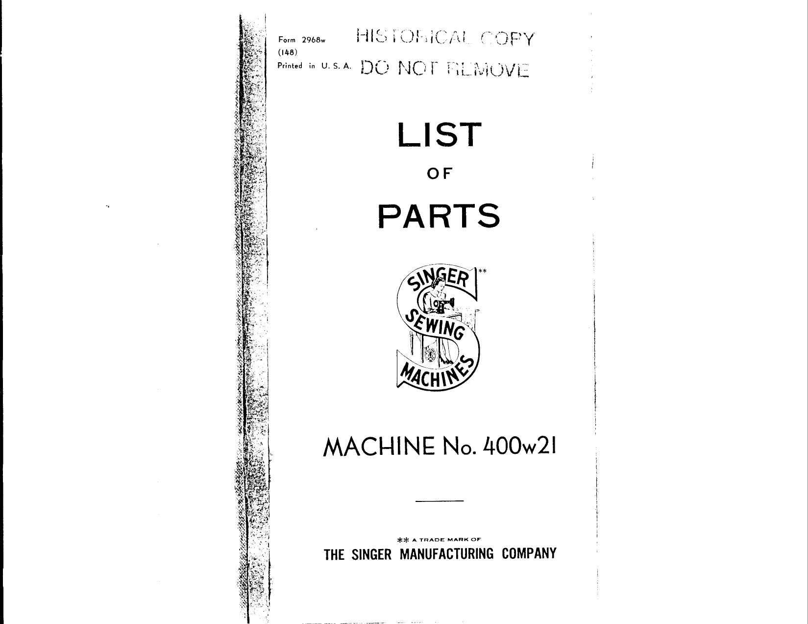 400W21 PARTS BOOK