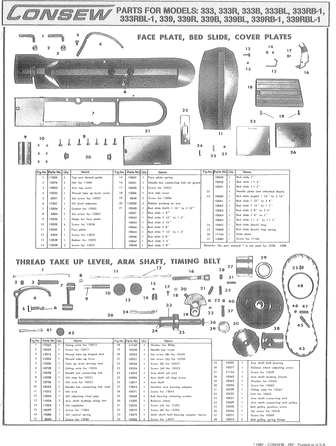 Page 1 of 8 - ACE&EASTMAN Consew 339Rb-1 Parts Book User Manual