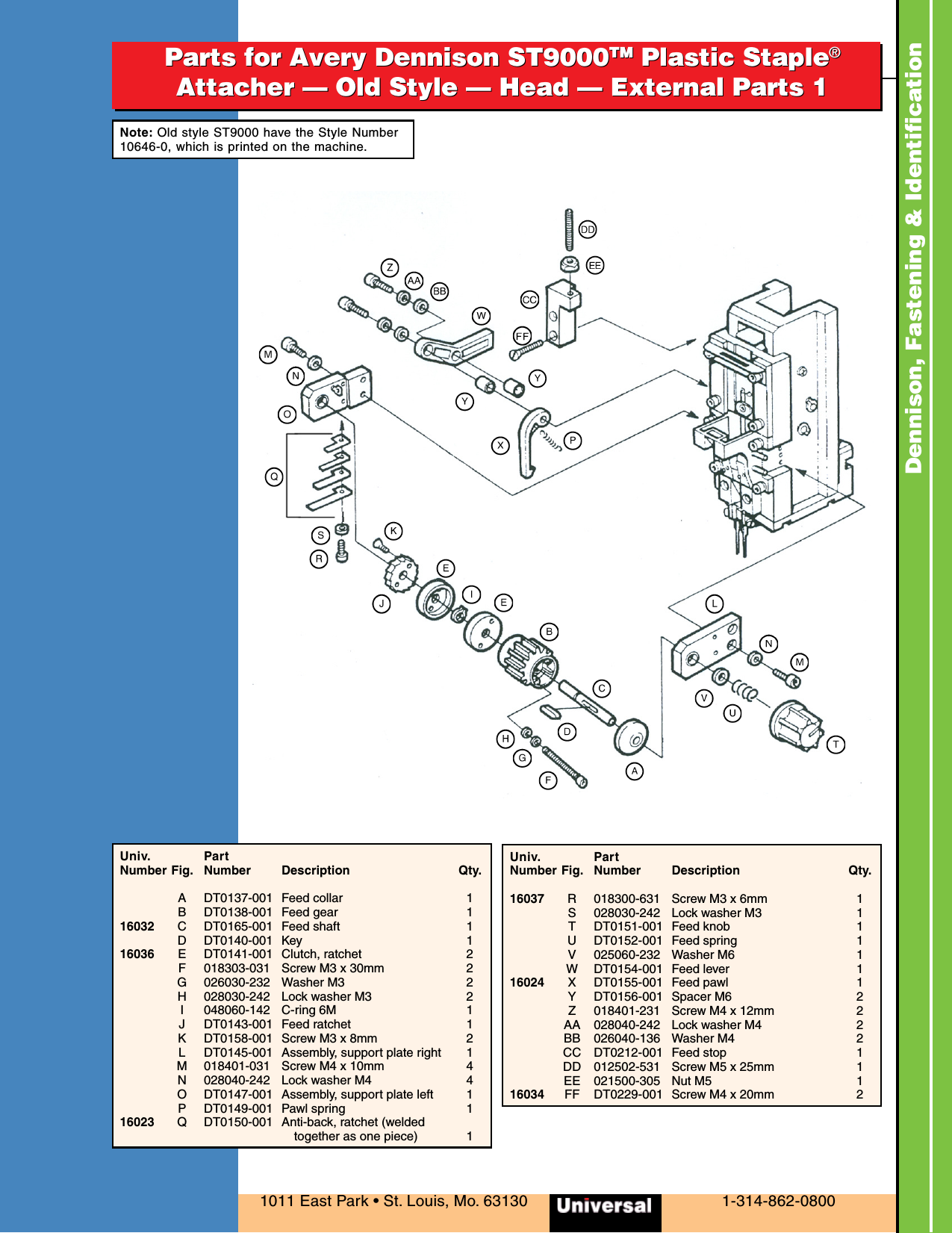 Page 2 of 6 - St9000oldpart  DENNISON ST-9000 Oldstyle Parts List