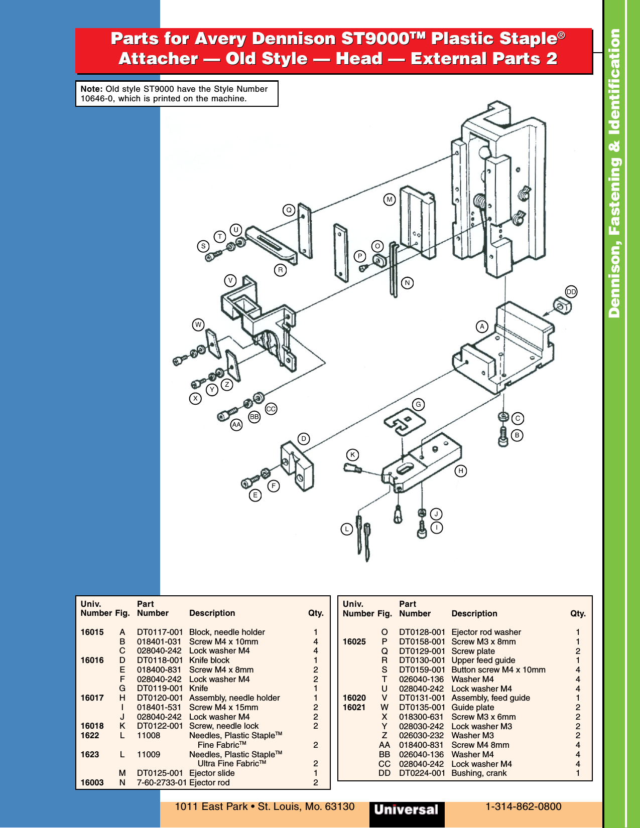 Page 3 of 6 - St9000oldpart  DENNISON ST-9000 Oldstyle Parts List