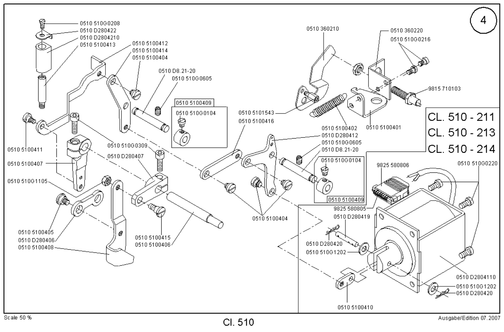 Ace Eastman Durkopp 510 Teileliste Klammersatezte Parts List Clamp Sets User Manual