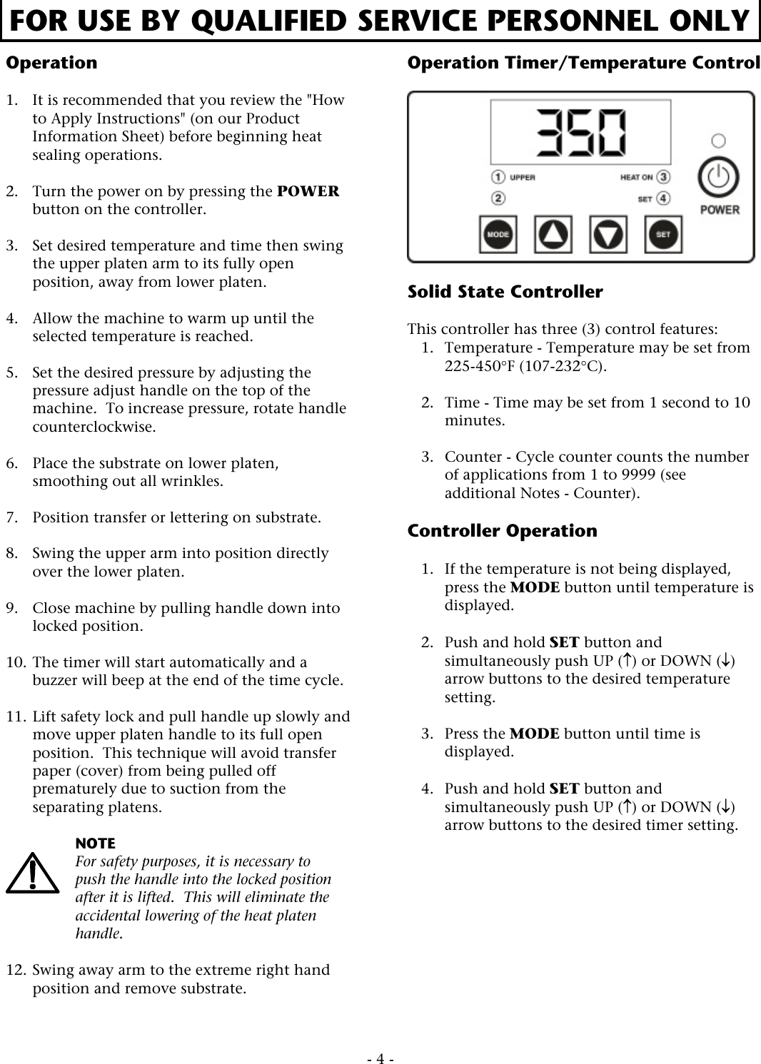 Page 4 of 12 - ACE&EASTMAN Instagraphic 204 Parts & Instructions - 204A Manual English 040819 User