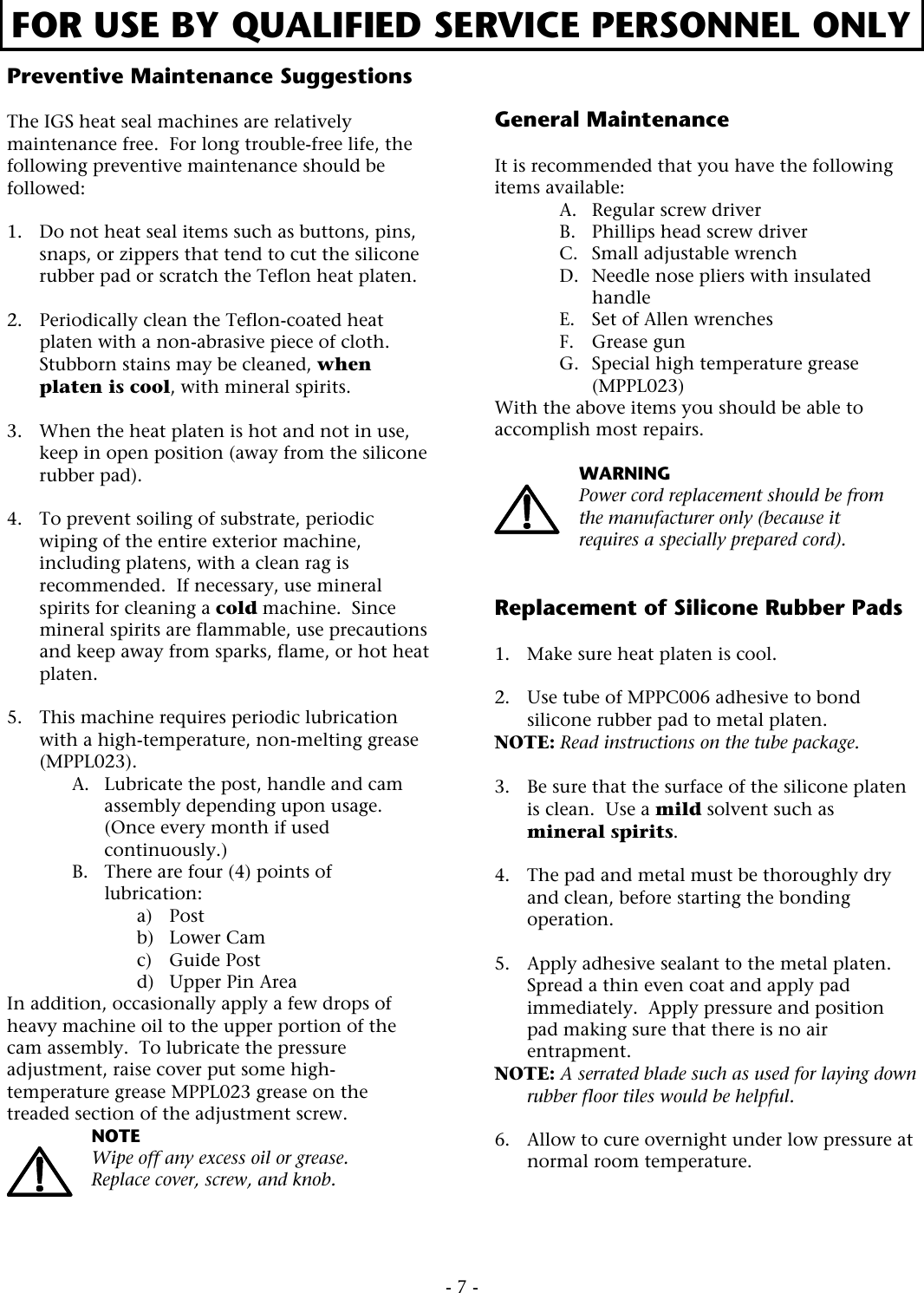 Page 7 of 12 - ACE&EASTMAN Instagraphic 204 Parts & Instructions - 204A Manual English 040819 User