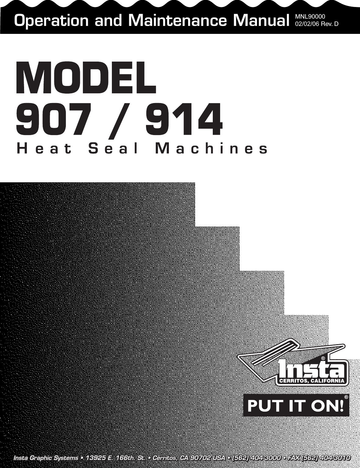 Ace Eastman Instagraphics 914 Parts Instructions 907 Manual English Rev B User