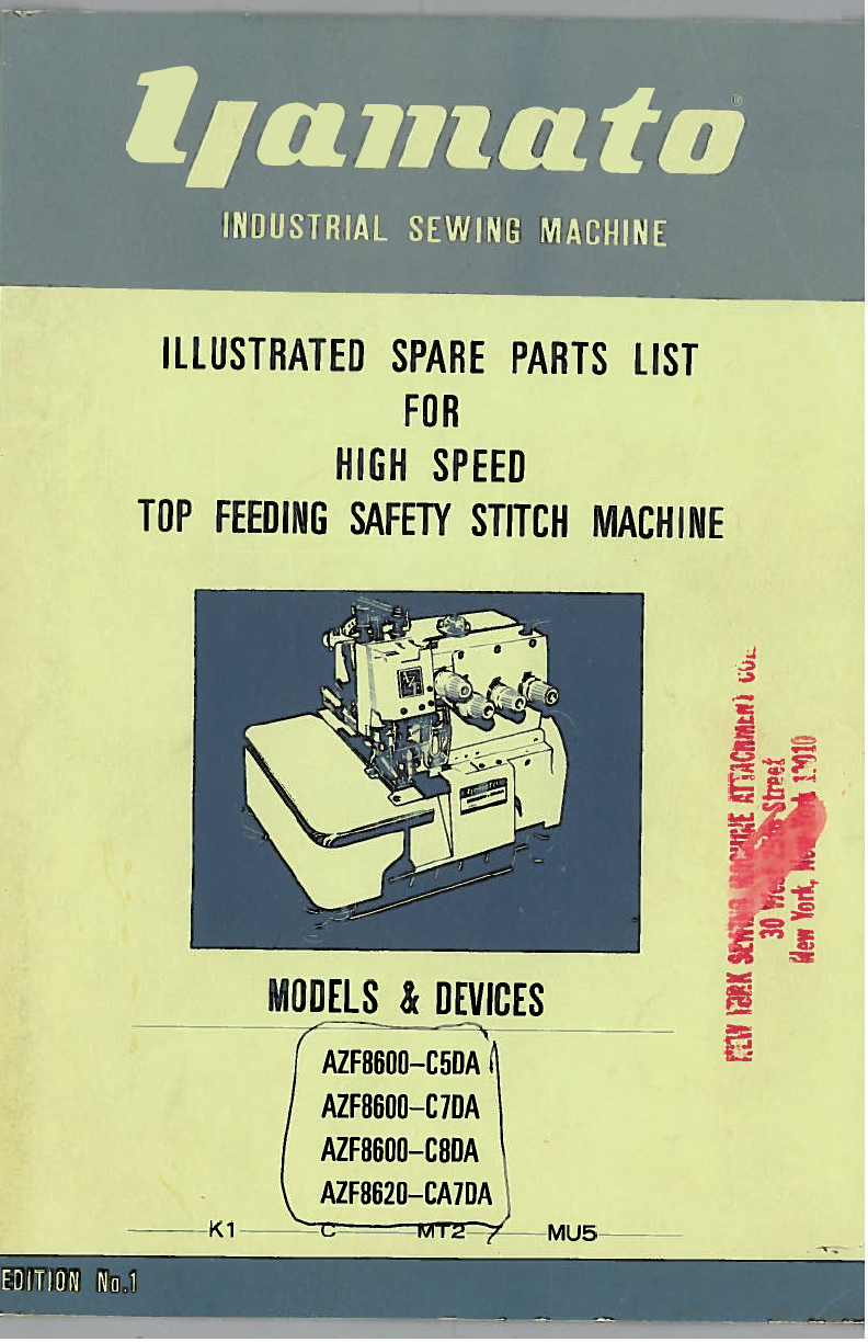 YAMATO AZF8600 & AZF8620 PARTS BOOK