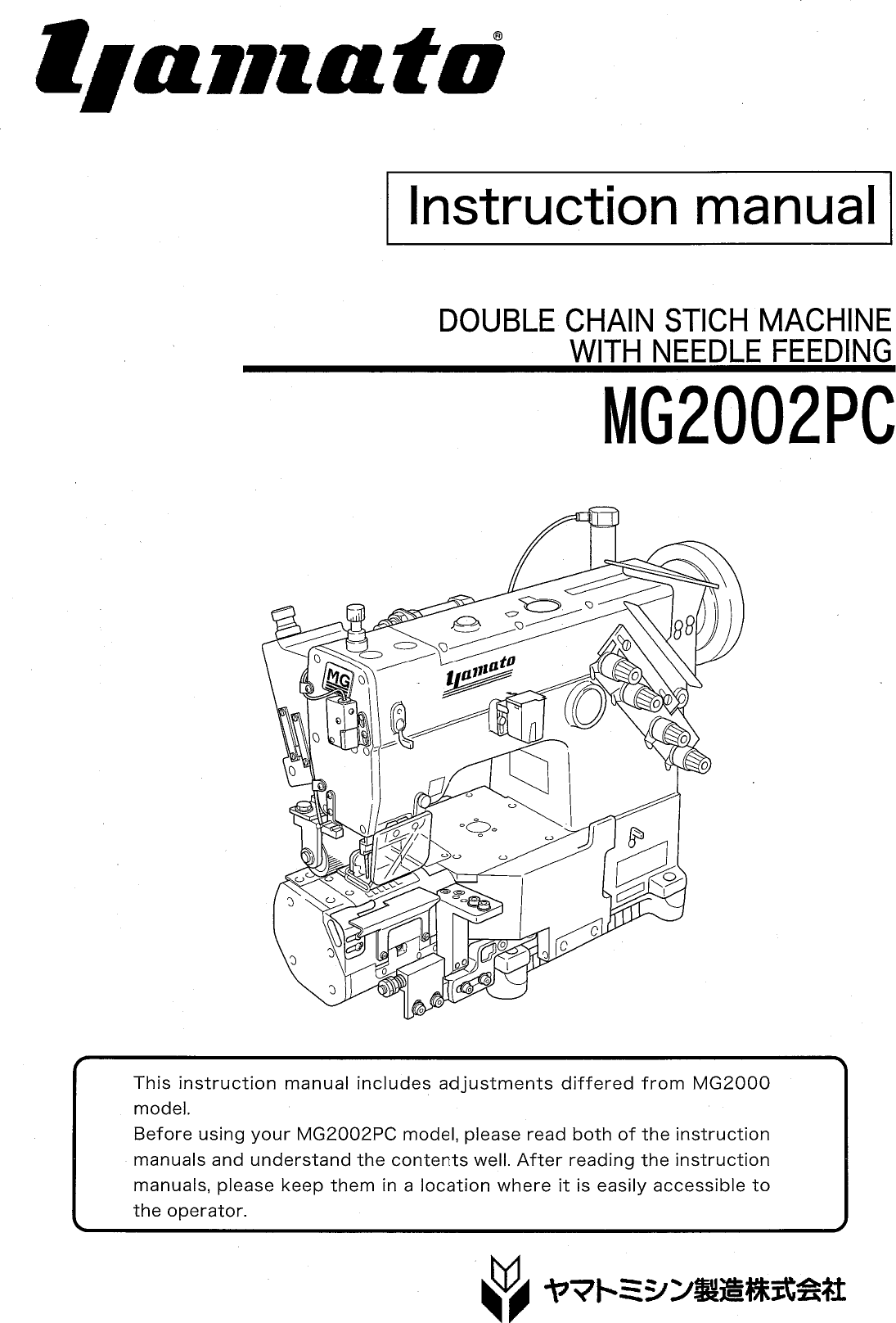 YAMATO MG2002PC INSTRUCTIONS MANUAL