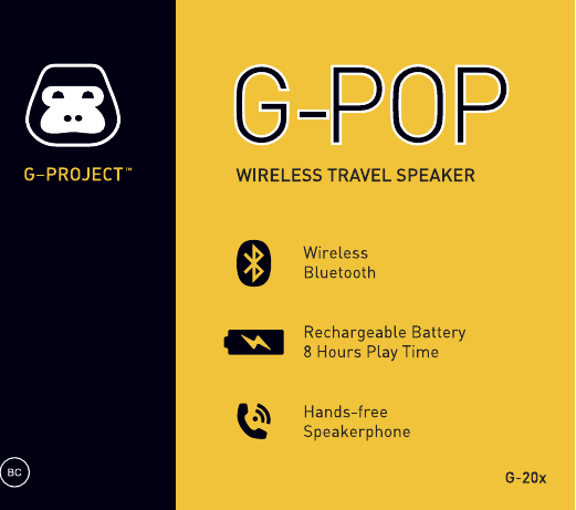 Page 1 of ACE ELECTRONICS G-20X G-POP WIRELESS TRAVEL SPEAKER User Manual G POP 20x QSG PROOF 112812v6
