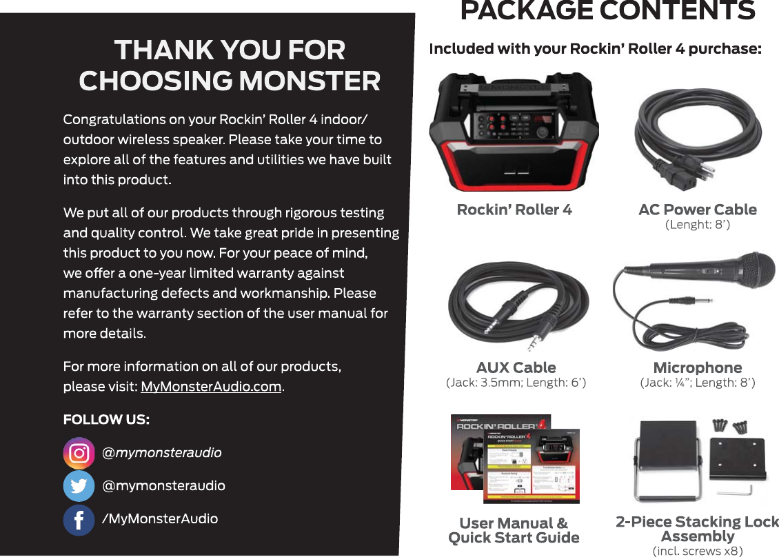 ACOUSTMAX YS1350 ROCKIN ROLLER 4 SPEAKER User Manual Monster RR4