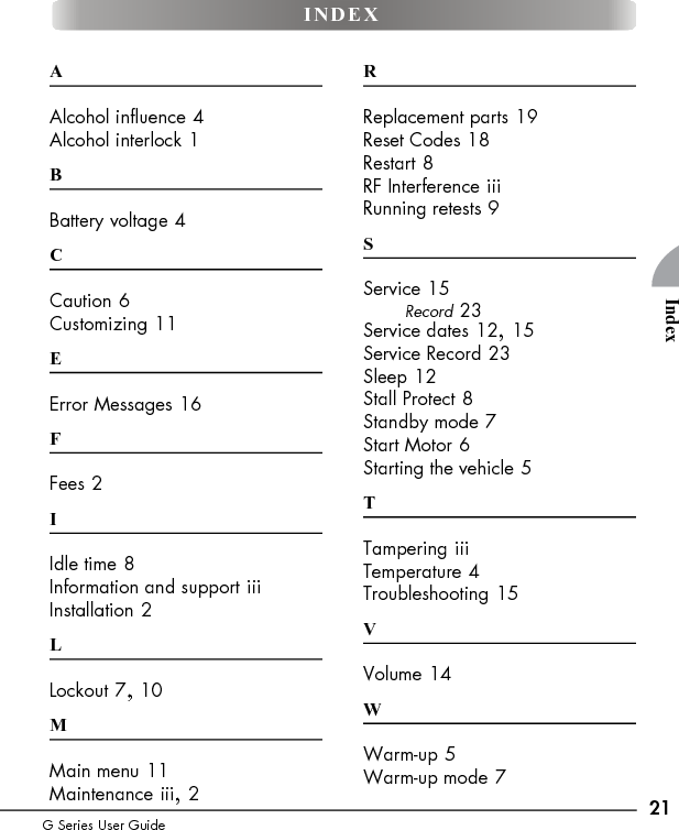 22 G Series User Guide