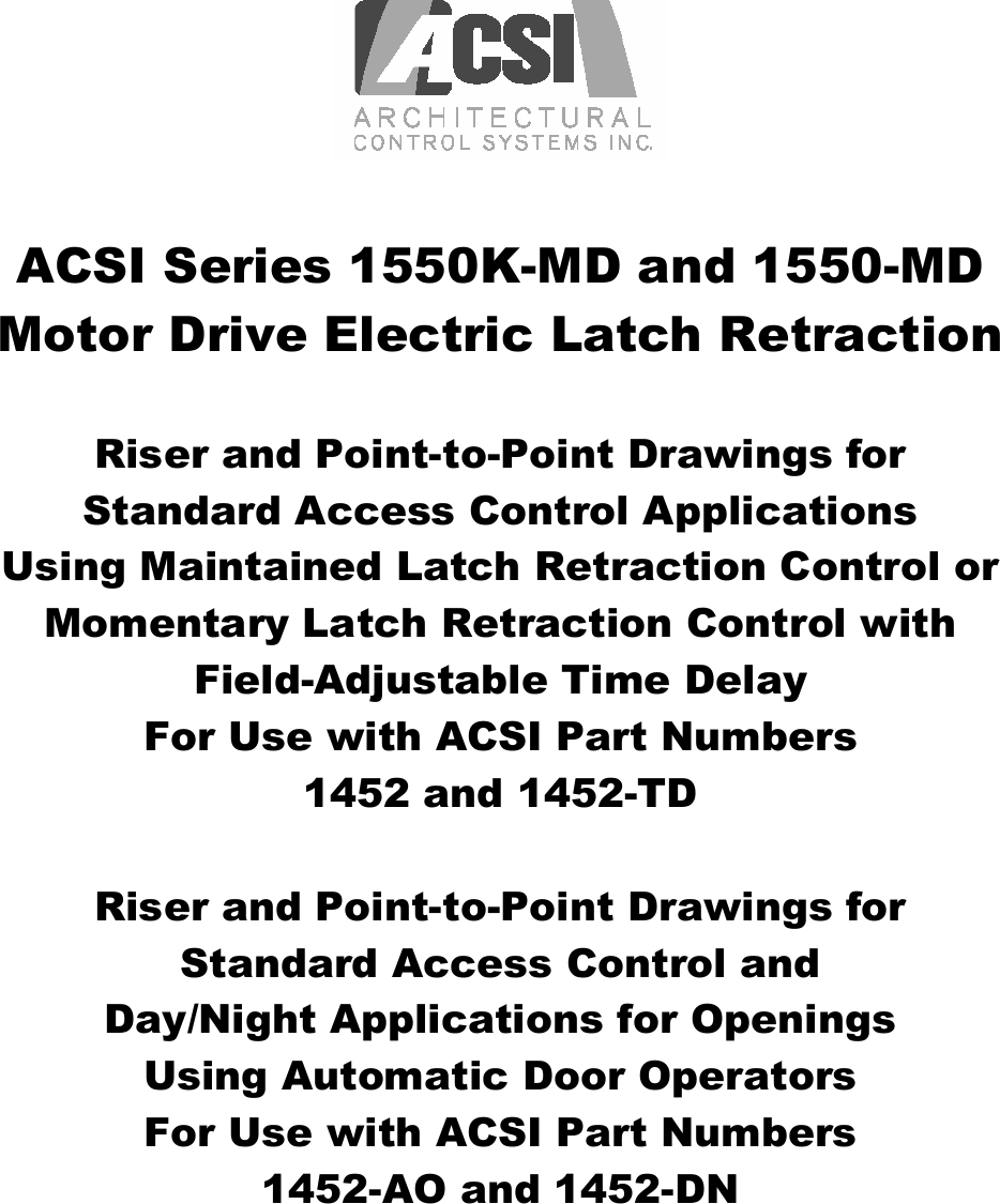 Page 1 of 12 - ACSI  1452PS Applications Using 1550K-MD And 1550-MD ELR Devices Application Dwgs For