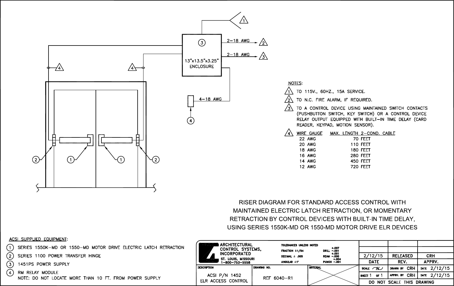 Page 2 of 12 - ACSI  1452PS Applications Using 1550K-MD And 1550-MD ELR Devices Application Dwgs For