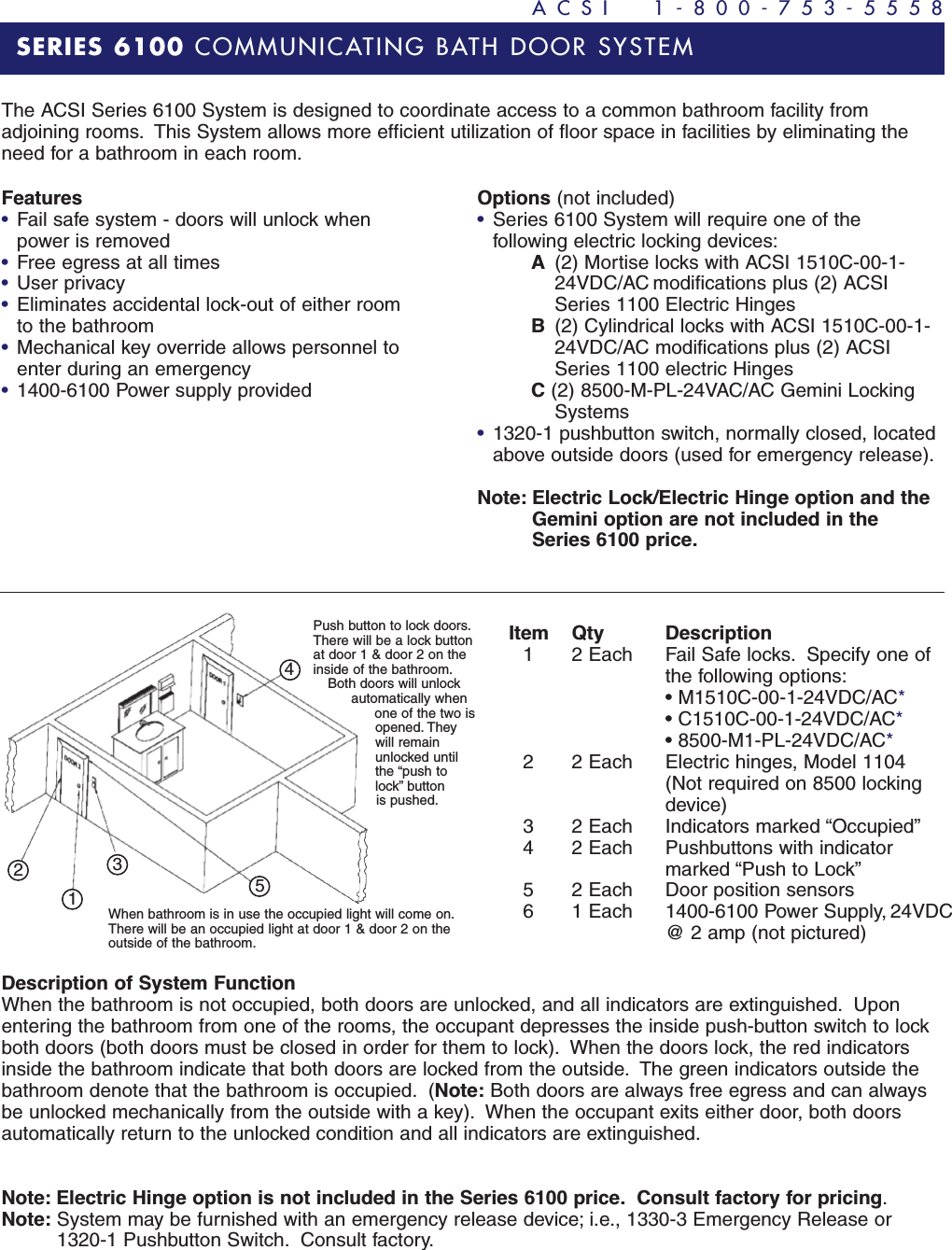 Page 3 of 4 - ACSI Comm. Bath Door System Catalog Series 6100 Communicating Comm