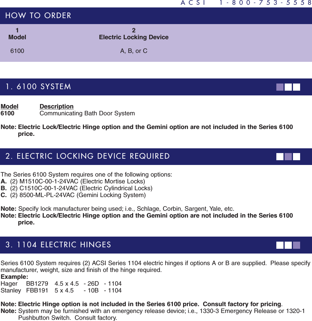 Page 4 of 4 - ACSI Comm. Bath Door System Catalog Series 6100 Communicating Comm