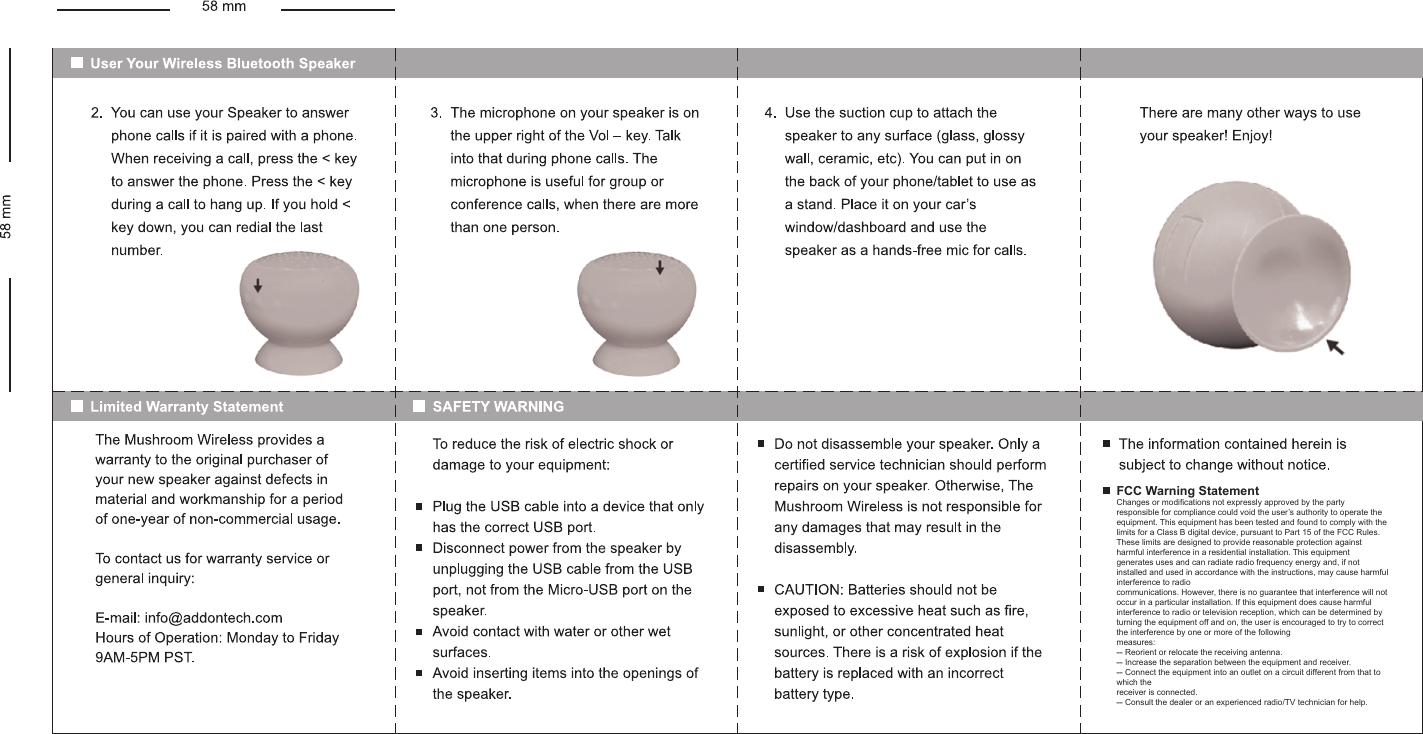 FCC Warning StatementChanges or modifications not expressly approved by the party responsible for compliance could void the user&rsquo;s authority to operate the equipment. This equipment has been tested and found to comply with the limits for a Class B digital device, pursuant to Part 15 of the FCC Rules. These limits are designed to provide reasonable protection against harmful interference in a residential installation. This equipment generates uses and can radiate radio frequency energy and, if not installed and used in accordance with the instructions, may cause harmful interference to radiocommunications. However, there is no guarantee that interference will not occur in a particular installation. If this equipment does cause harmful interference to radio or television reception, which can be determined by turning the equipment off and on, the user is encouraged to try to correct the interference by one or more of the followingmeasures:-- Reorient or relocate the receiving antenna.-- Increase the separation between the equipment and receiver.-- Connect the equipment into an outlet on a circuit different from that to which thereceiver is connected.-- Consult the dealer or an experienced radio/TV technician for help.