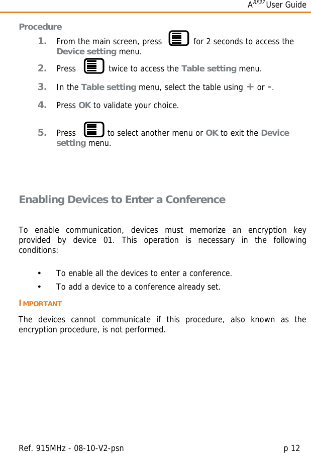 ADEUNIS RF ARF7531 Wireless Audio Conference Device User Manual Manual