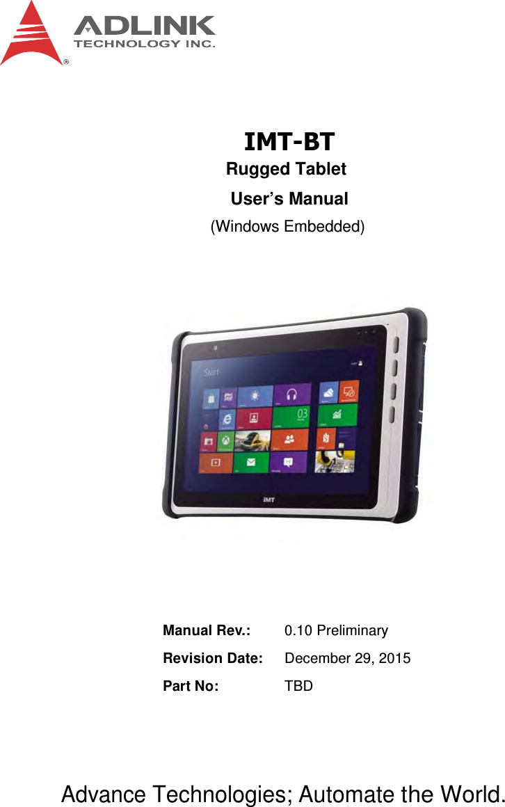 Adlink Technology Imt Bt Rugged Tablet User Manual