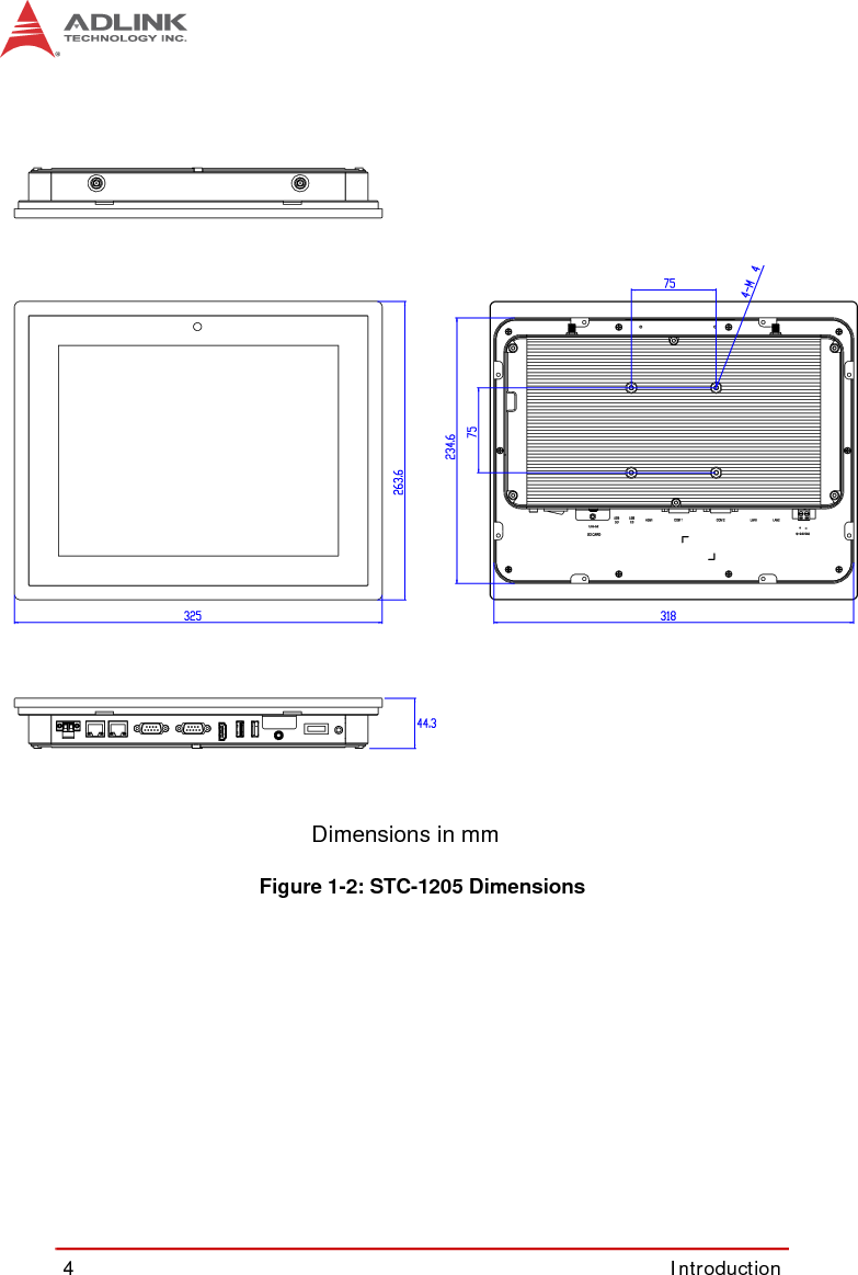 4IntroductionFigure 1-2: STC-1205 DimensionsDimensions in mm