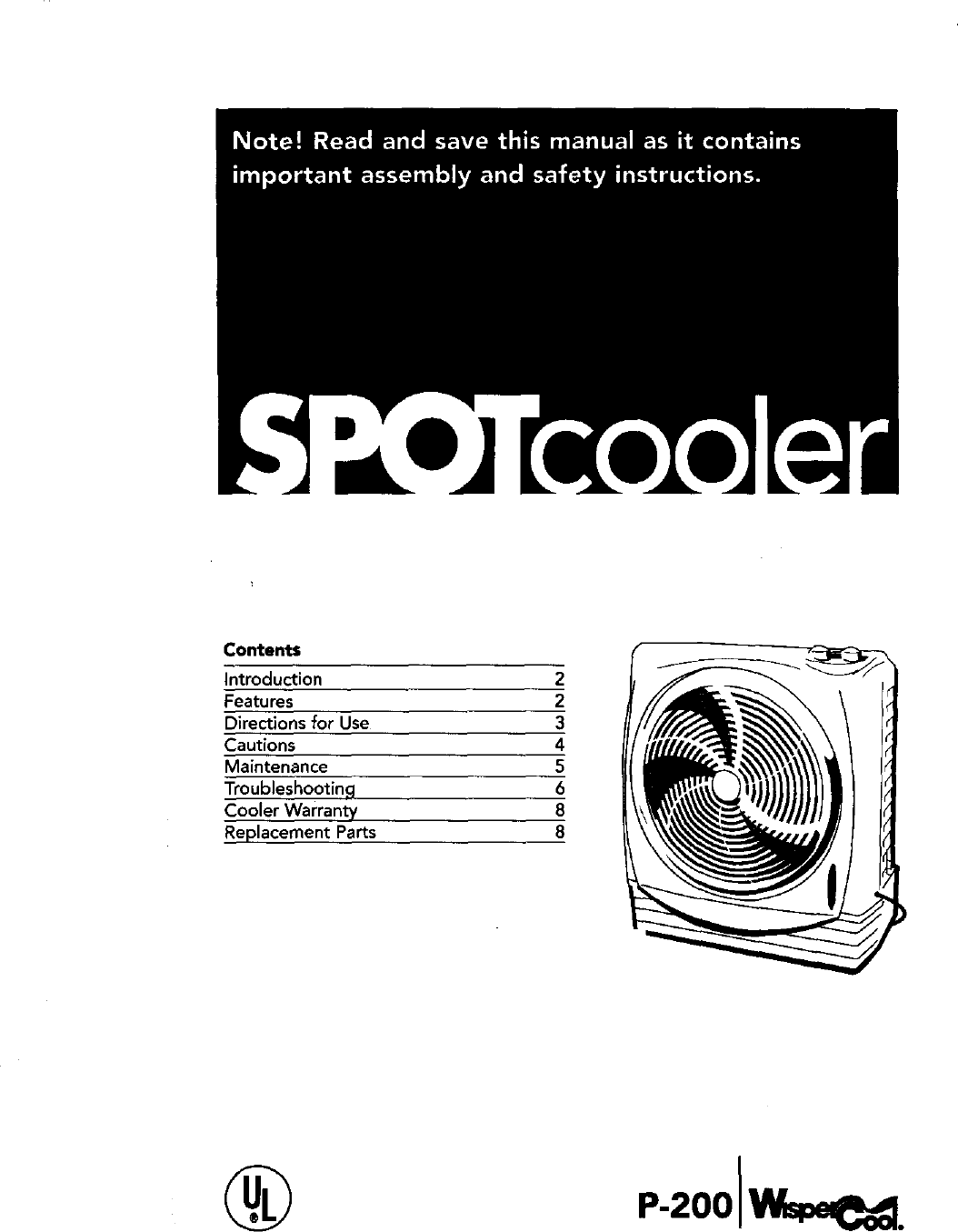 Page 1 of 8 - ADOBEAIR  Evaporative Cooler Manual L9070128