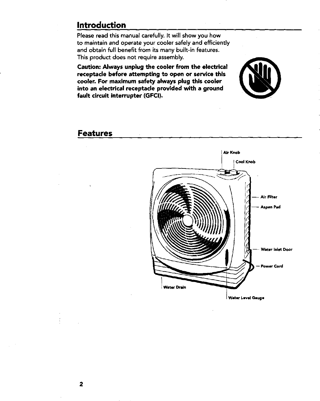Page 2 of 8 - ADOBEAIR  Evaporative Cooler Manual L9070128