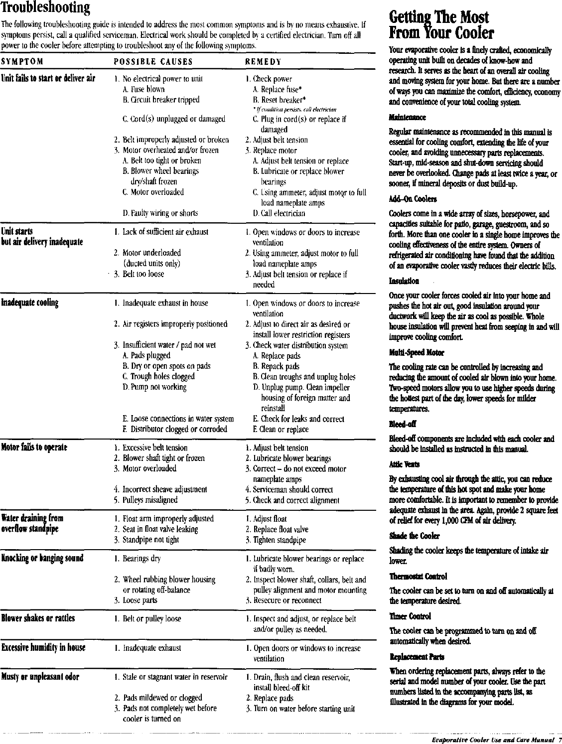 Page 7 of 8 - ADOBEAIR  Evaporative Cooler Manual L9070132