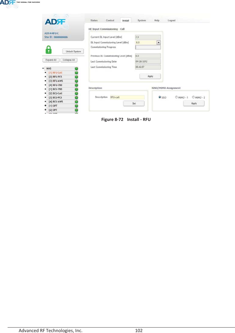  Advanced RF Technologies, Inc.        102    Figure 8-72  Install - RFU   