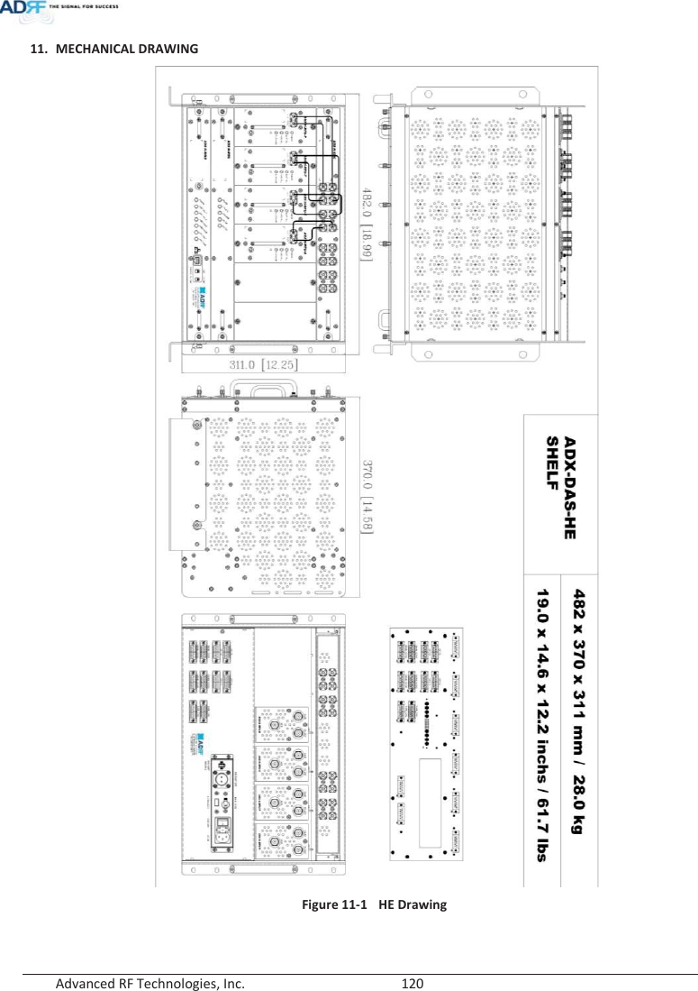  Advanced RF Technologies, Inc.        120   11. MECHANICAL DRAWING  Figure 11-1  HE Drawing