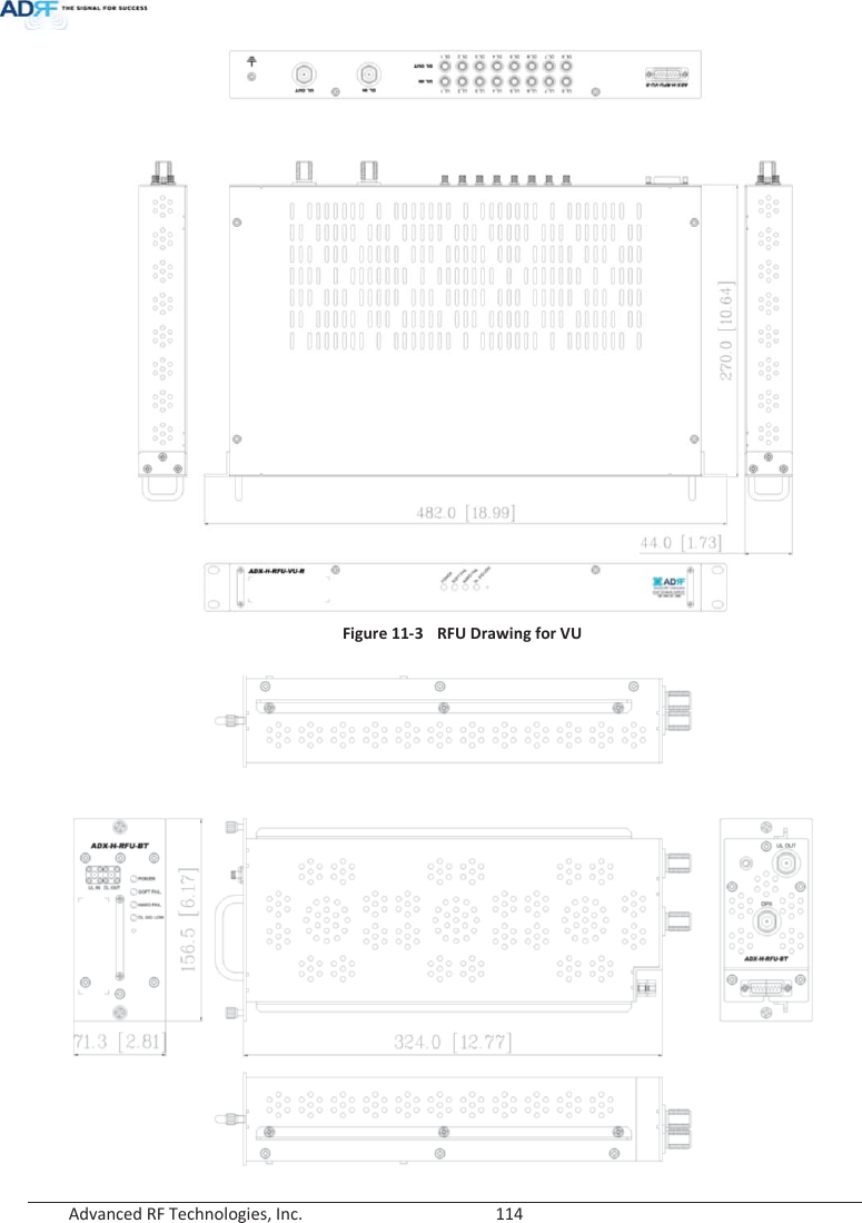 Advanced RF Technologies, Inc.        114    Figure 11-3  RFU Drawing for VU   