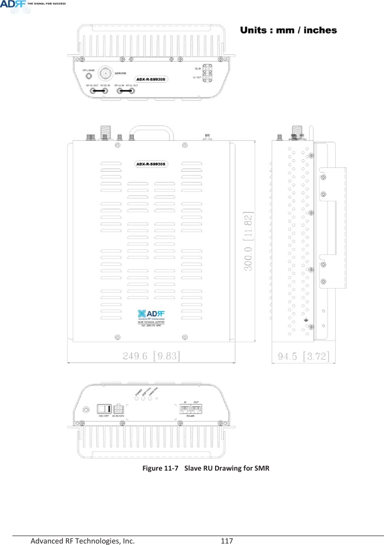  Advanced RF Technologies, Inc.        117    Figure 11-7  Slave RU Drawing for SMR 