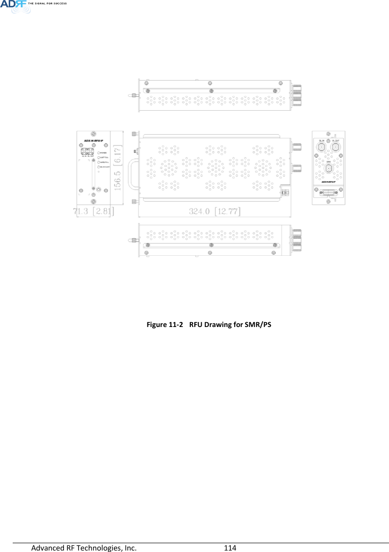  Advanced RF Technologies, Inc.        114      Figure 11-2  RFU Drawing for SMR/PS   