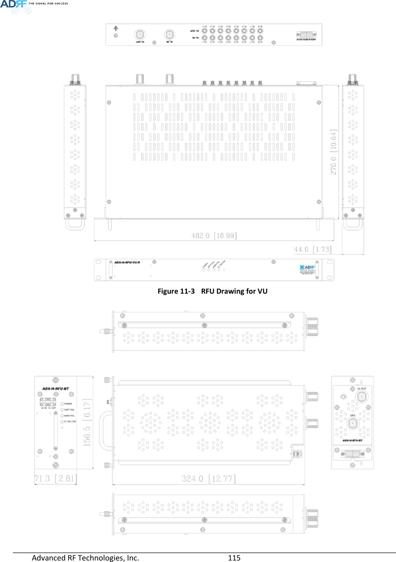  Advanced RF Technologies, Inc.        115    Figure 11-3  RFU Drawing for VU   