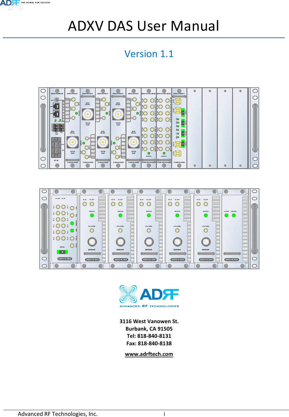 Page 1 of ADRF KOREA ADXV-R-25VUNA DAS (Distributed Antenna System) User Manual ADXV DAS
