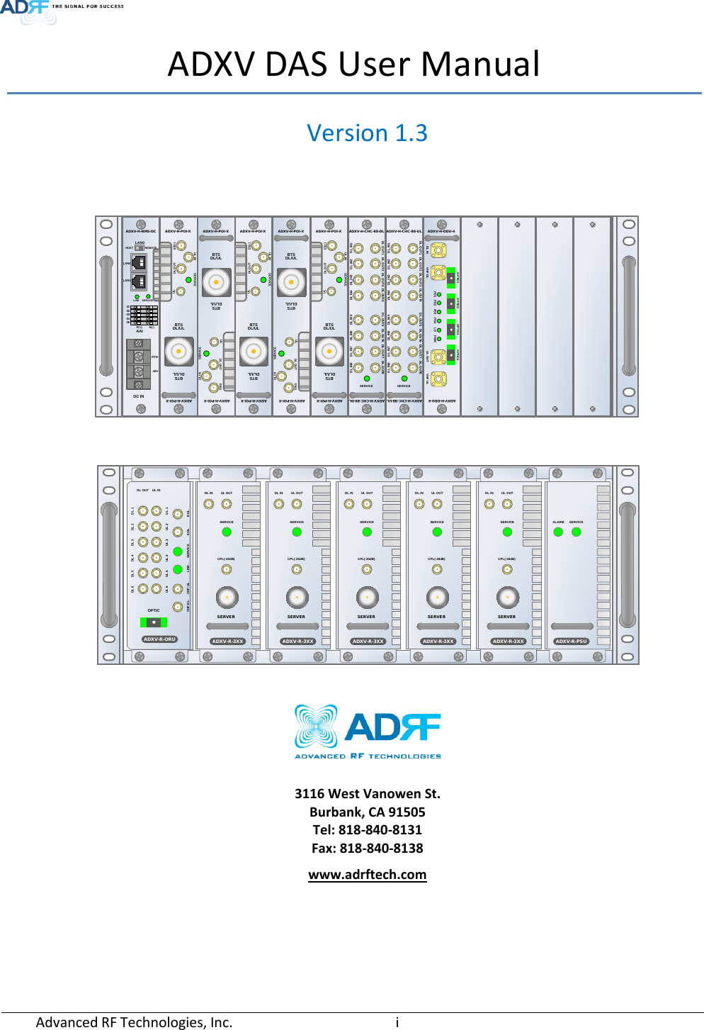 Page 1 of ADRF KOREA ADXV-R-336 DAS (Distributed Antenna System) User Manual ADXV DAS