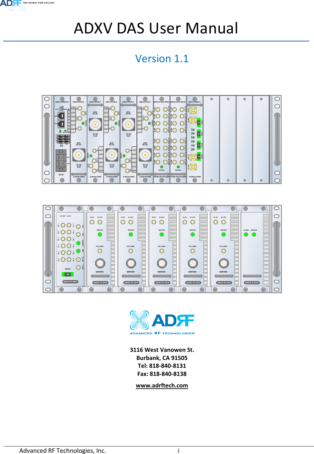 Page 1 of ADRF KOREA ADXV-R-37BT DAS (Distributed Antenna System) User Manual ADXV DAS