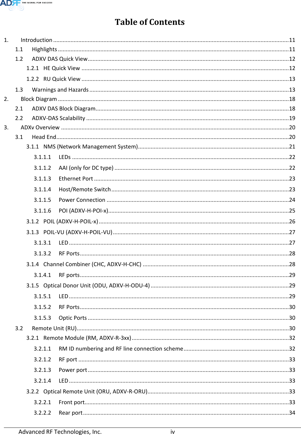 Page 4 of ADRF KOREA ADXV-R-37BT DAS (Distributed Antenna System) User Manual ADXV DAS