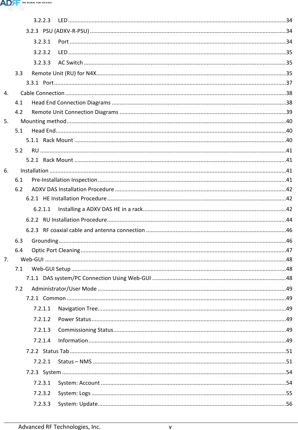 Page 5 of ADRF KOREA ADXV-R-37BT DAS (Distributed Antenna System) User Manual ADXV DAS