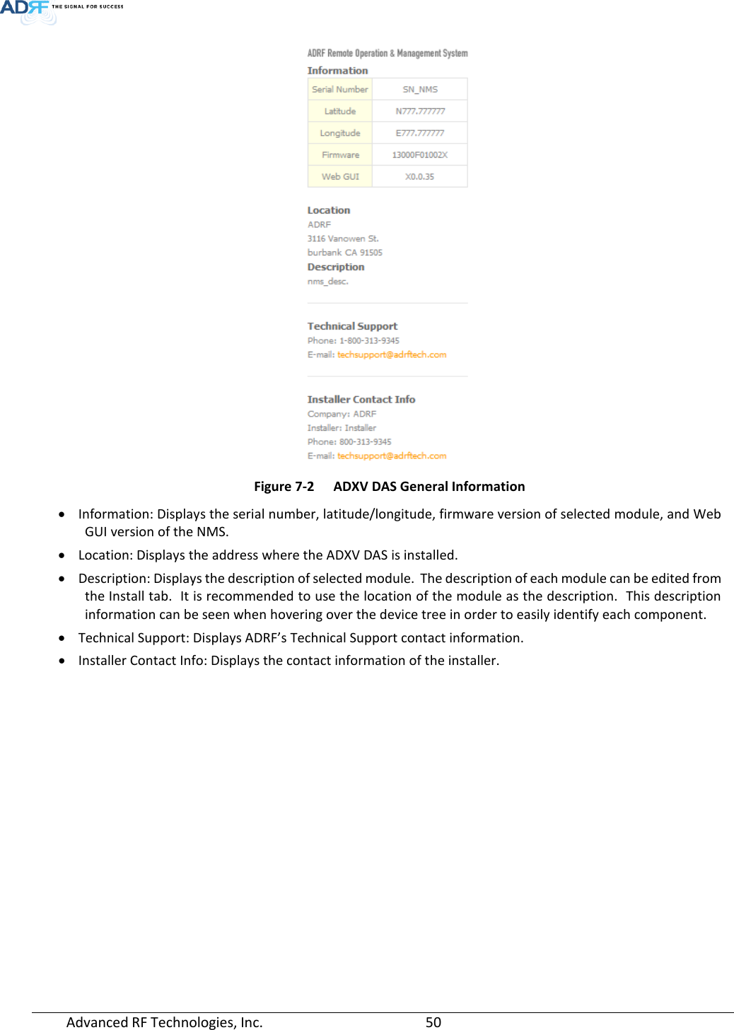 Page 50 of ADRF KOREA ADXV-R-37BT DAS (Distributed Antenna System) User Manual ADXV DAS