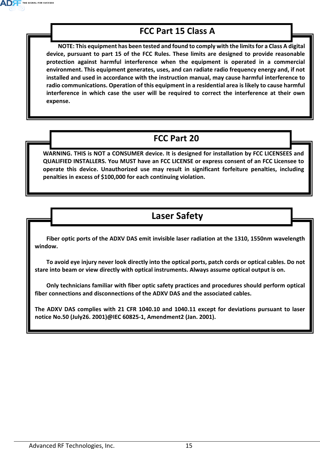 Page 15 of ADRF KOREA ADXV-R-78P-NA DAS (Distributed Antenna System) User Manual ADXV DAS