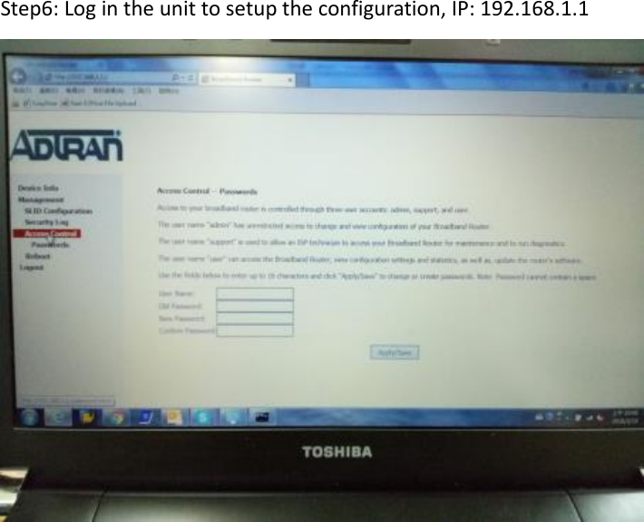 Step6:Logintheunittosetuptheconfiguration,IP:192.168.1.1