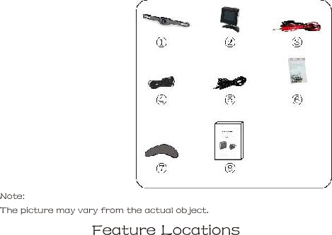    Note:   The picture may vary from the actual object.     Feature Locations     