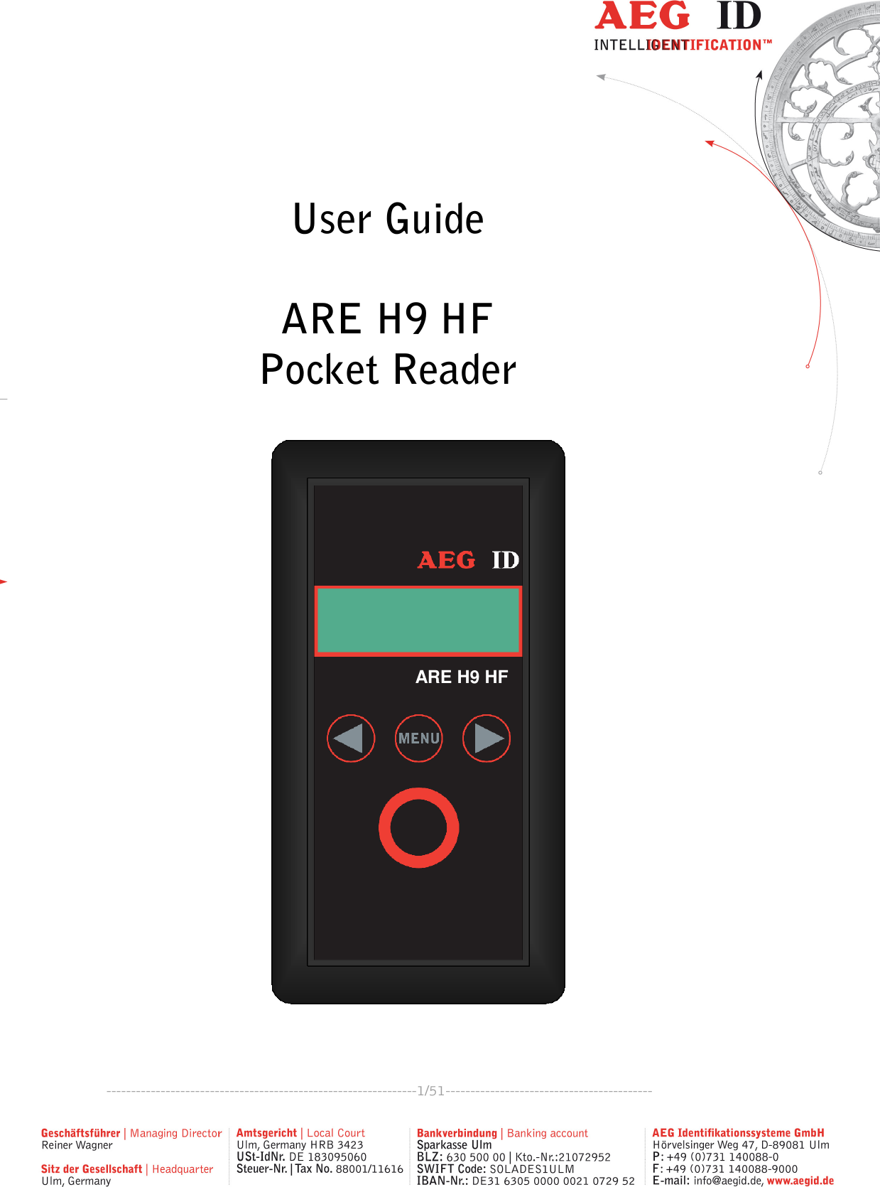   ---------------------------------------------------------------1/51------------------------------------------       User Guide  ARE H9 HF Pocket Reader   ARE H9 HF