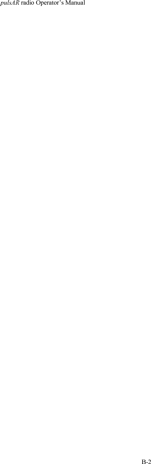 pulsAR radio Operator&rsquo;s ManualB-2