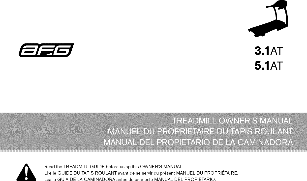 AFG 3.1AT User Manual TREADMILL Manuals And Guides 1110127L