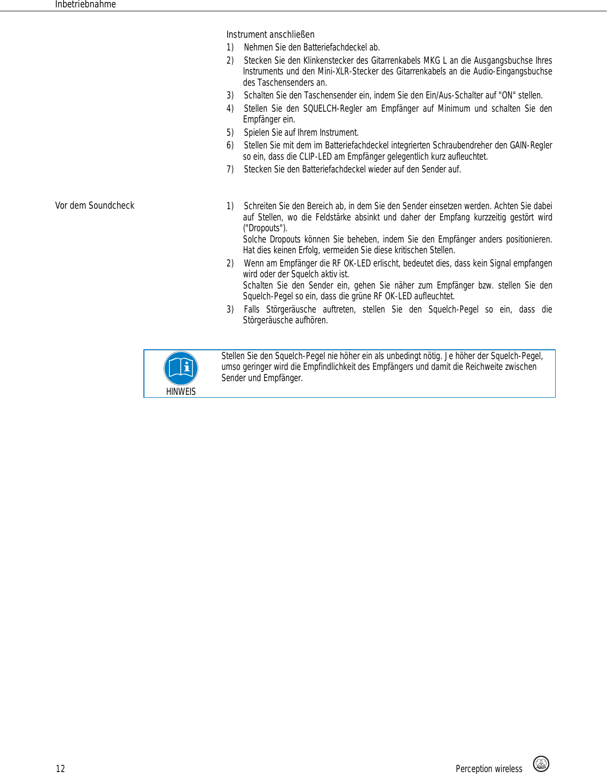 Page 12 of AKG Acoustics HT45 handheld wireless microphone transmitter User Manual 