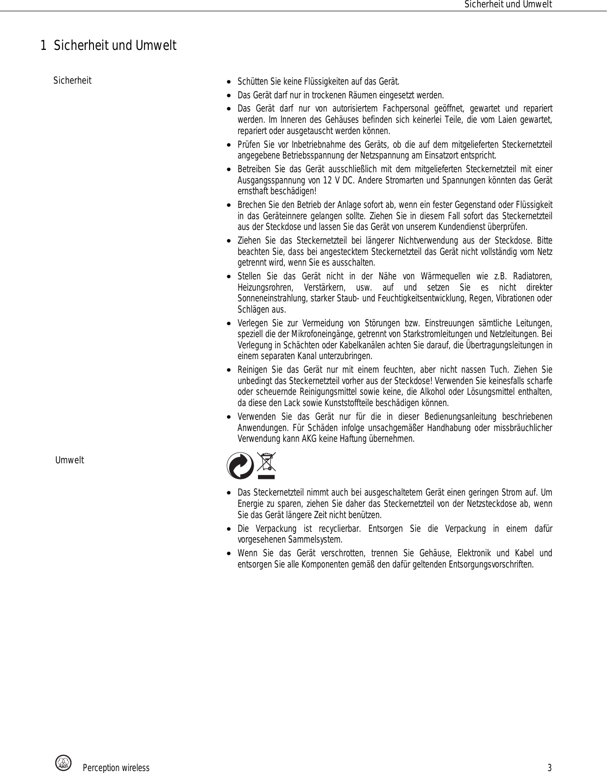 Page 3 of AKG Acoustics HT45 handheld wireless microphone transmitter User Manual 