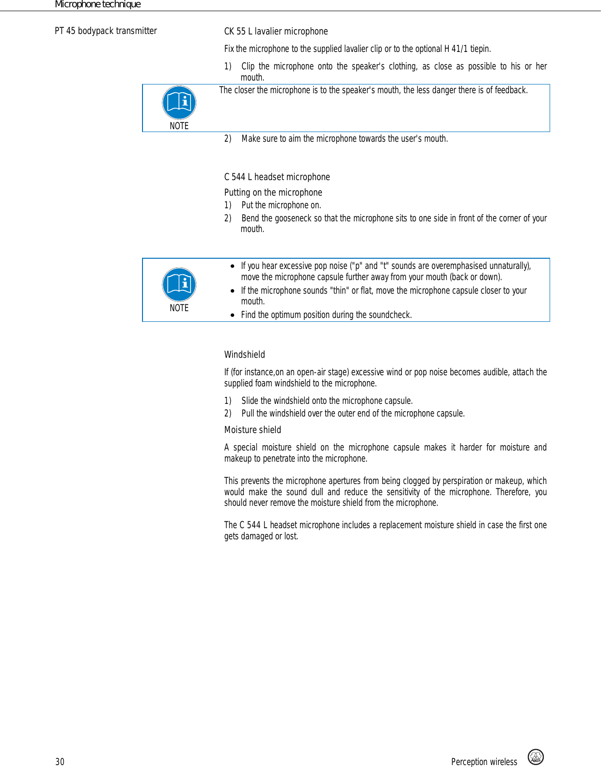 Page 30 of AKG Acoustics HT45 handheld wireless microphone transmitter User Manual 