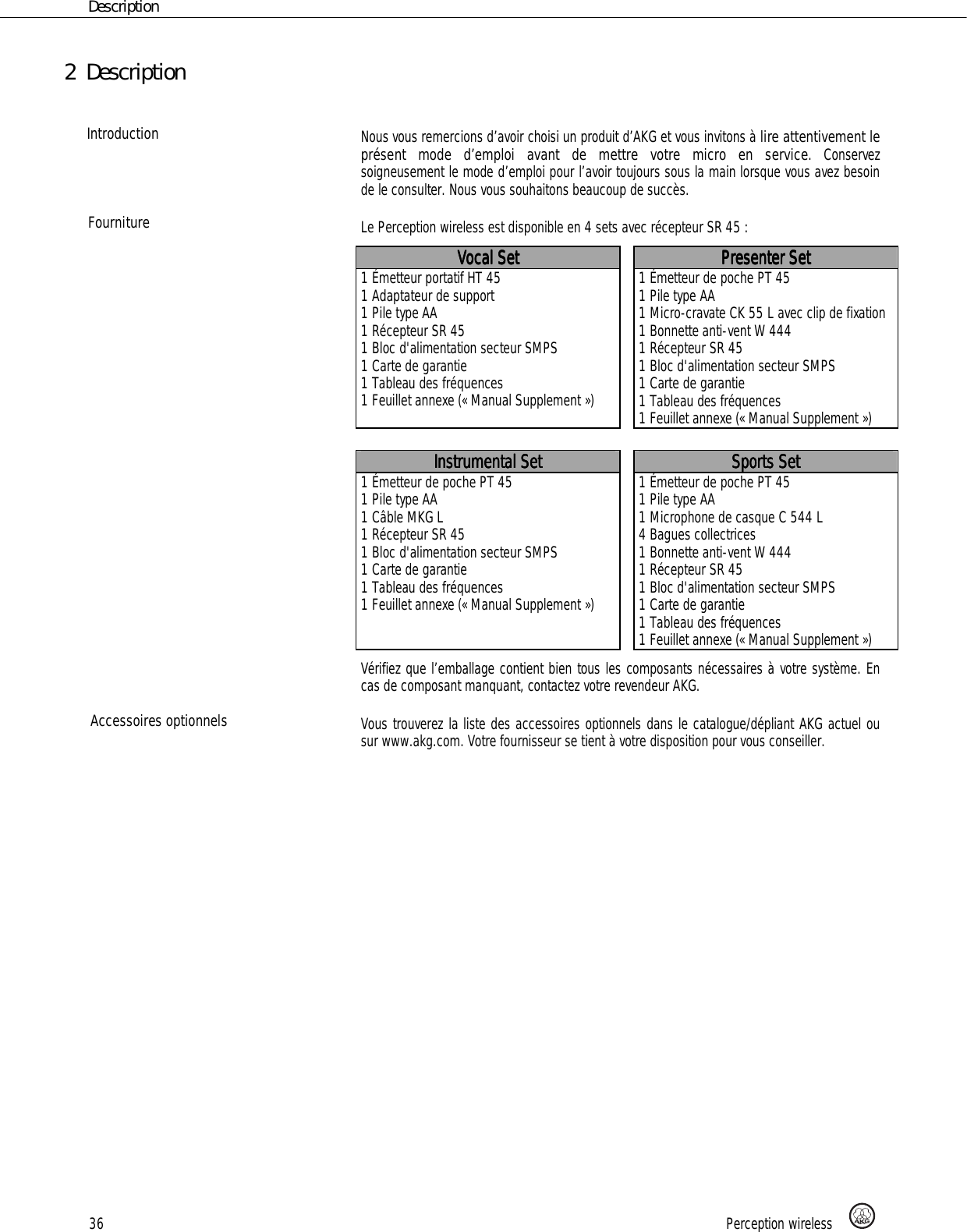 Page 36 of AKG Acoustics HT45 handheld wireless microphone transmitter User Manual 