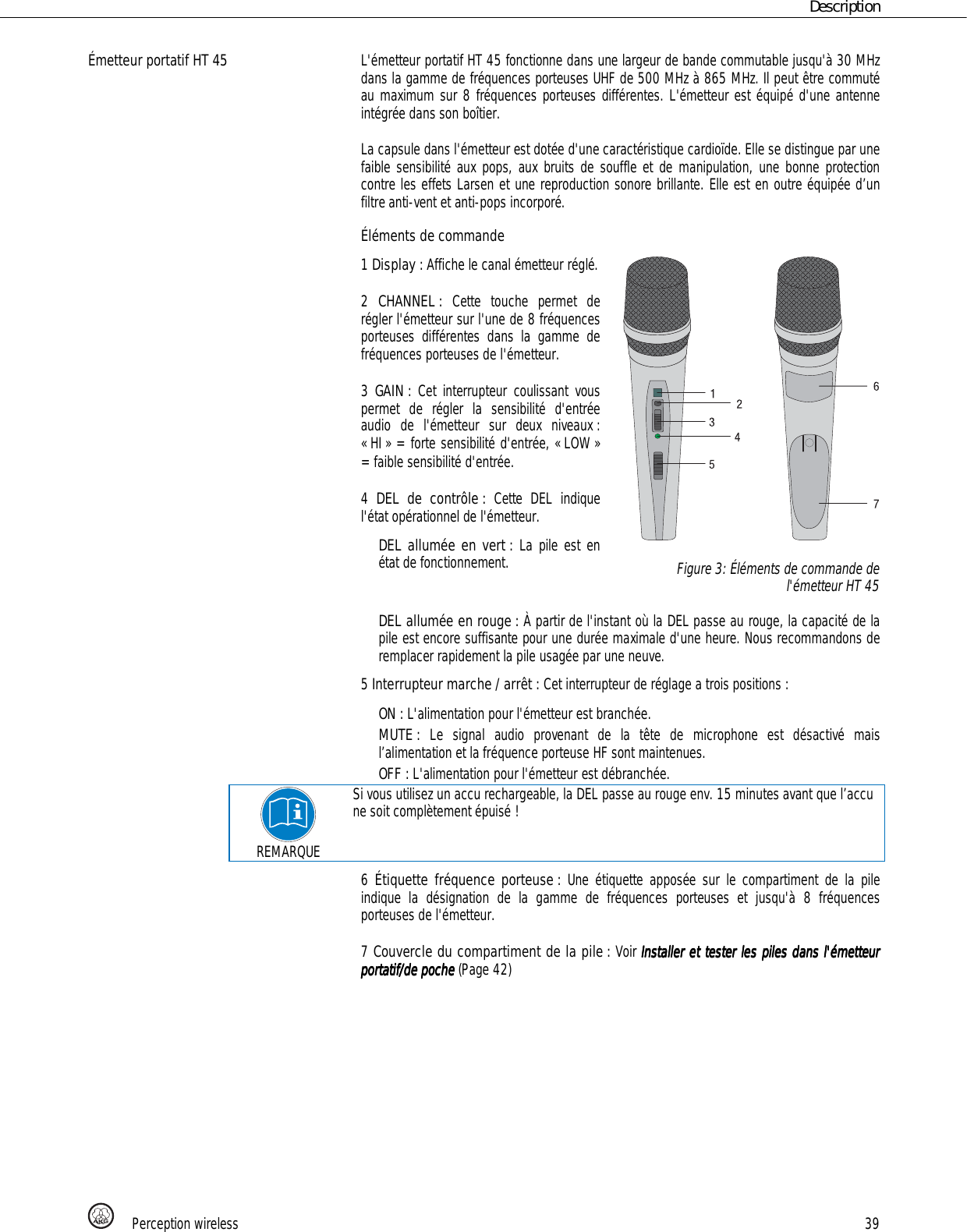 Page 39 of AKG Acoustics HT45 handheld wireless microphone transmitter User Manual 