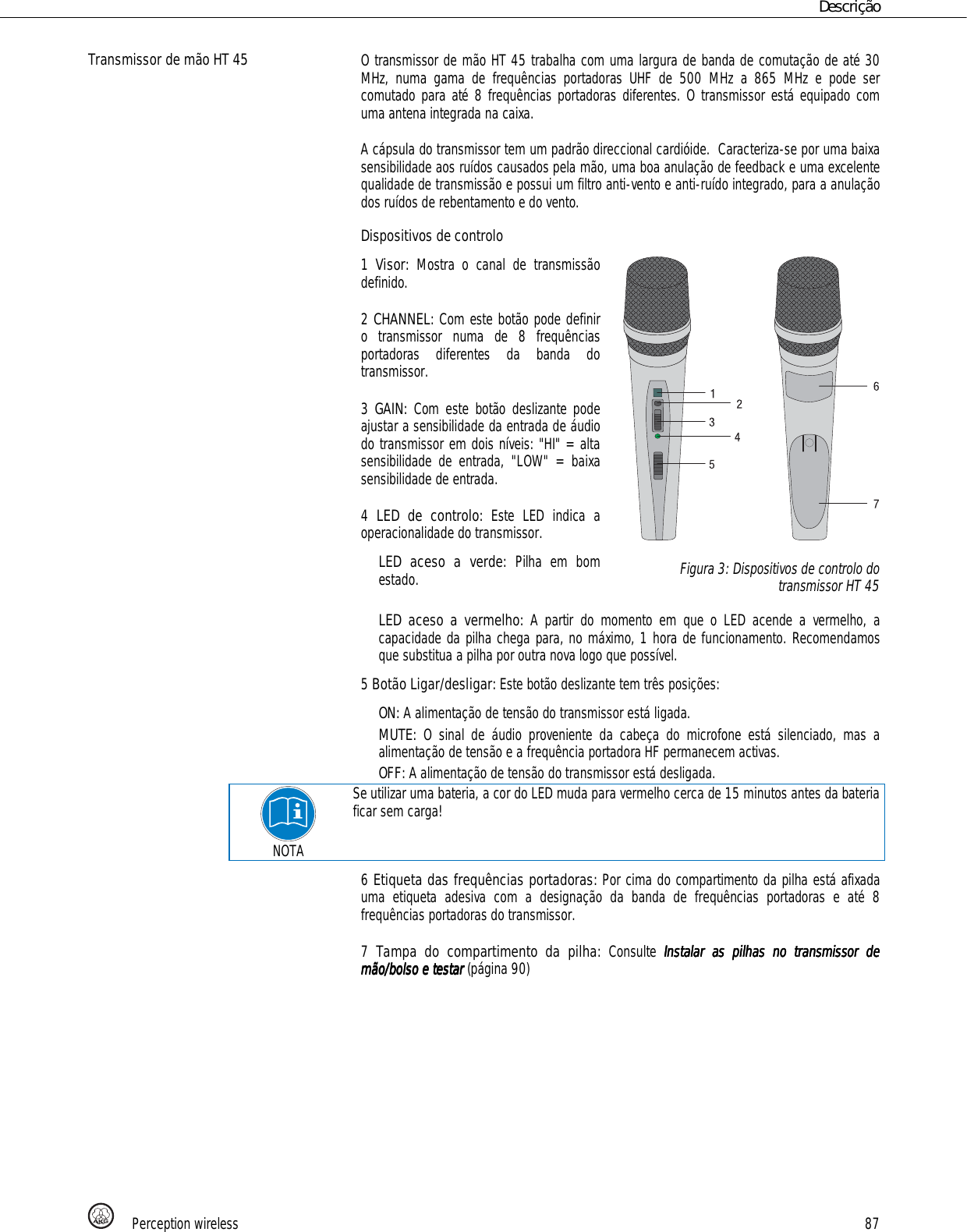 Page 87 of AKG Acoustics HT45 handheld wireless microphone transmitter User Manual 